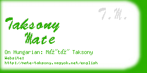 taksony mate business card